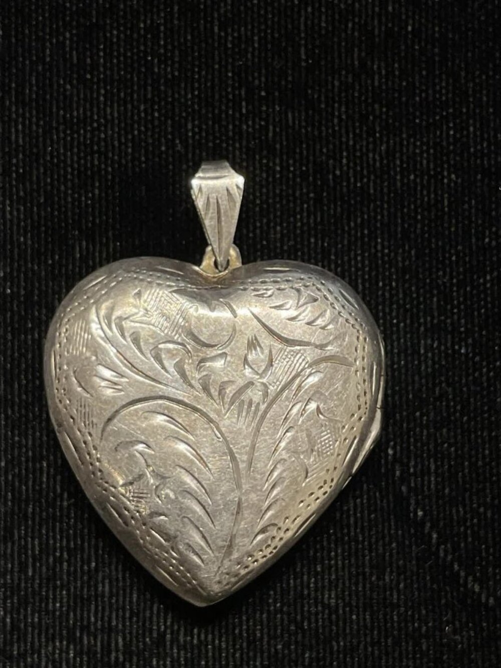 Sterling Silver Puffy Heart Locket Pendant Vintage Engraved 925 1.5 Inches